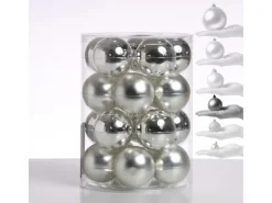 Marelida Christbaumkugel Weihnachtskugel Glas 6cm Glänzend Matt Silber 20er Set Baumkugel