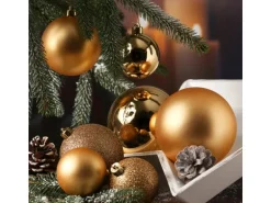 Marelida Christbaumkugel Weihnachtskugel Bruchfest Glänzend Matt Glitzernd Gold 26er