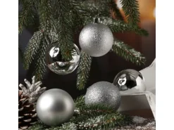Marelida Christbaumkugeln Weihnachtskugeln Baumschmuck Bruchfest 6cm Silber 30Stück