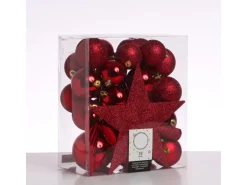 Marelida Christbaumkugeln Weihnachtskugeln Mit Stern Baumspitze Bruchfest Rot 33 Stück