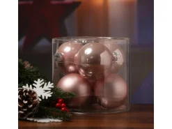 Marelida Christbaumkugeln Weihnachtskugel Baumschmuck Glas 8cm Glänzend Matt Rosa 6er Set