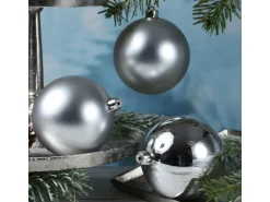 Marelida Christbaumkugeln Weihnachtskugeln Christbaumschmuck Kunststoff Silber 10cm 4St.