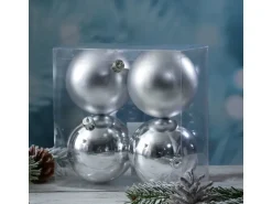 Marelida Christbaumkugeln Weihnachtskugeln Christbaumschmuck Kunststoff Silber 10cm 4St.