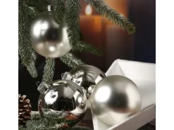 Marelida Christbaumkugeln Weihnachtskugeln Christbaumschmuck Kunststoff Silber 10cm 4St.