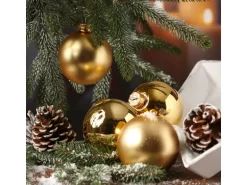 Marelida Christbaumkugeln Weihnachtskugel Baumschmuck Glas 8cm Glänzend Matt Gold 6er Set