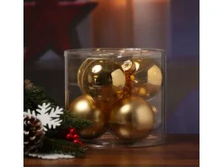 Marelida Christbaumkugeln Weihnachtskugel Baumschmuck Glas 8cm Glänzend Matt Gold 6er Set