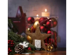 Marelida Christbaumkugeln Weihnachtskugeln Mit Stern Baumspitze Bruchfest Gold Rot 33St