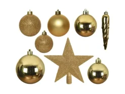 Marelida Christbaumkugeln Weihnachtskugeln Mit Stern Baumspitze Bruchfest Gold 33 Stück