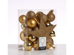 Marelida Christbaumkugeln Weihnachtskugeln Mit Stern Baumspitze Bruchfest Gold 33 Stück