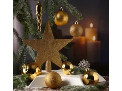 Marelida Christbaumkugeln Weihnachtskugeln Mit Stern Baumspitze Bruchfest Gold 33 Stück