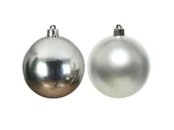Marelida Christbaumkugeln Weihnachtskugel Baumschmuck Glas 8cm Glänzend Matt Silber 6St.