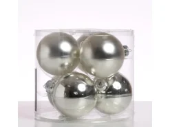 Marelida Christbaumkugeln Weihnachtskugel Baumschmuck Glas 8cm Glänzend Matt Silber 6St.
