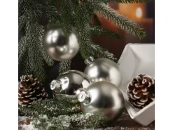 Marelida Christbaumkugeln Weihnachtskugel Baumschmuck Glas 8cm Glänzend Matt Silber 6St.