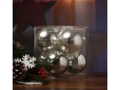 Marelida Christbaumkugeln Weihnachtskugel Baumschmuck Glas 8cm Glänzend Matt Silber 6St.