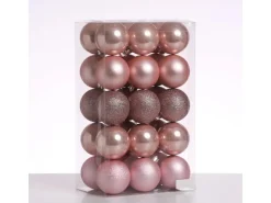 Marelida Christbaumkugeln Weihnachtskugeln Bruchfest 6cm Glänzend Matt Creme Rosa 30Stück