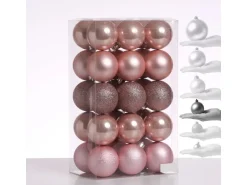 Marelida Christbaumkugeln Weihnachtskugeln Bruchfest 6cm Glänzend Matt Creme Rosa 30Stück