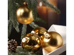 Marelida Christbaumkugeln Weihnachtskugeln Christbaumschmuck Kunststoff Gold 10cm 4St