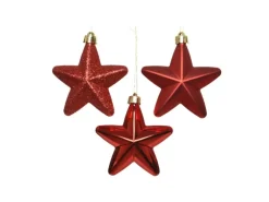 Marelida Christbaumschmuck Sterne Weihnachtsbaumschmuck Bruchfest Rot 6St Kunststoff