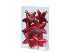 Marelida Christbaumschmuck Sterne Weihnachtsbaumschmuck Bruchfest Rot 6St Kunststoff
