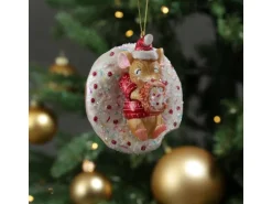 Marelida Christbaumschmuck Maus Mit Donut Süß Weihnachtsbäckerei Glas H  10cm