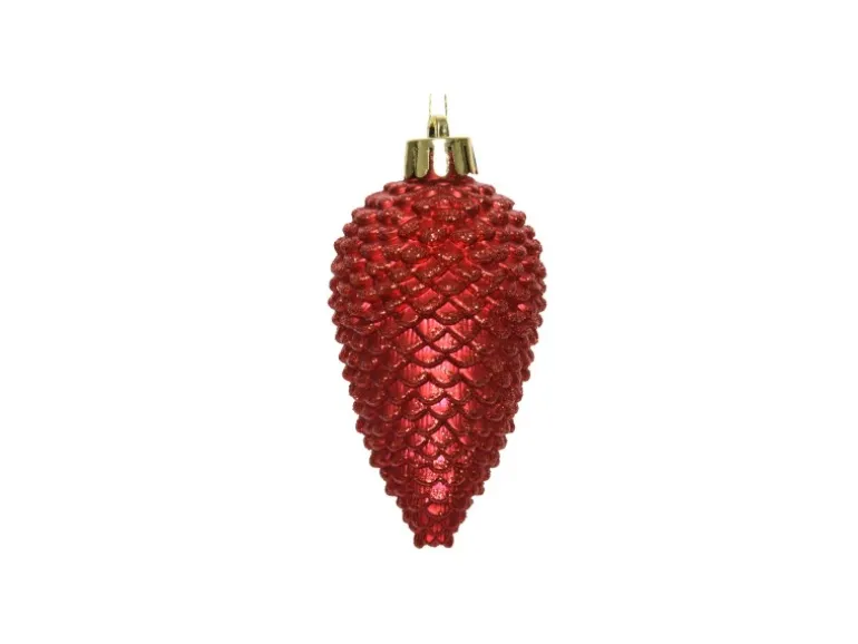 Marelida Christbaumschmuck Baumschmuck Tannenzapfen Bruchfest Glitzernd 8cm Rot 6St