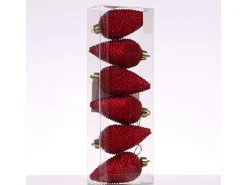 Marelida Christbaumschmuck Baumschmuck Tannenzapfen Bruchfest Glitzernd 8cm Rot 6St