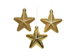 Marelida Christbaumschmuck Sterne Weihnachtsbaumschmuck Bruchfest Gold 6St Kunststoff