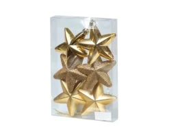Marelida Christbaumschmuck Sterne Weihnachtsbaumschmuck Bruchfest Gold 6St Kunststoff