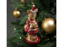 Marelida Christbaumschmuck Maus Mit Pfannkuchen Süß Weihnachtsbäckerei Glas H  15cm