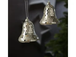 Marelida Christbaumschmuck Glocken Weihnachtsbaumschmuck Im Discokugel Look Silber 4St