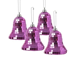 Marelida Christbaumschmuck Glocken Weihnachtsbaumschmuck Im Discokugel Look Pink 4St