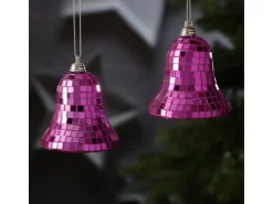 Marelida Christbaumschmuck Glocken Weihnachtsbaumschmuck Im Discokugel Look Pink 4St