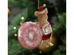 Marelida Christbaumschmuck Maus Mit Donut Süß Weihnachtsbäckerei Glas H  11,5cm