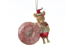 Marelida Christbaumschmuck Maus Mit Donut Süß Weihnachtsbäckerei Glas H 11,5cm