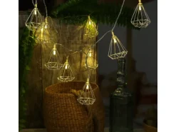 Marelida LED Deko Lichterkette RUBIN Diamant Retro Timer Tischdeko 160cm Silber