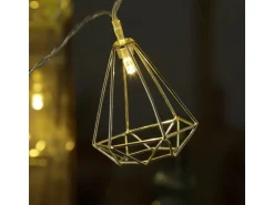 Marelida LED Deko Lichterkette RUBIN Diamant Retro Timer Tischdeko 160cm Silber