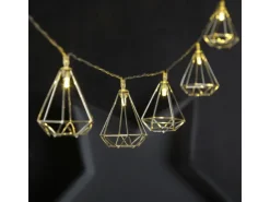 Marelida LED Deko Lichterkette RUBIN Diamant Retro Timer Tischdeko 160cm Silber