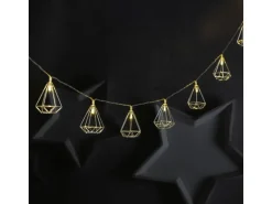 Marelida LED Deko Lichterkette RUBIN Diamant Retro Timer Tischdeko 160cm Silber