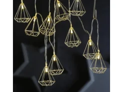 Marelida LED Deko Lichterkette RUBIN Diamant Retro Timer Tischdeko 160cm Silber