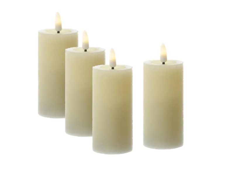 Marelida LED Kerzenset LINA Rustik Optik Für Adventskranz H 12,5cm Timer Creme 4er Set