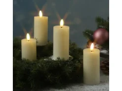 Marelida LED Kerzenset LINA Rustik Optik Für Adventskranz H 12,5cm Timer Creme 4er Set
