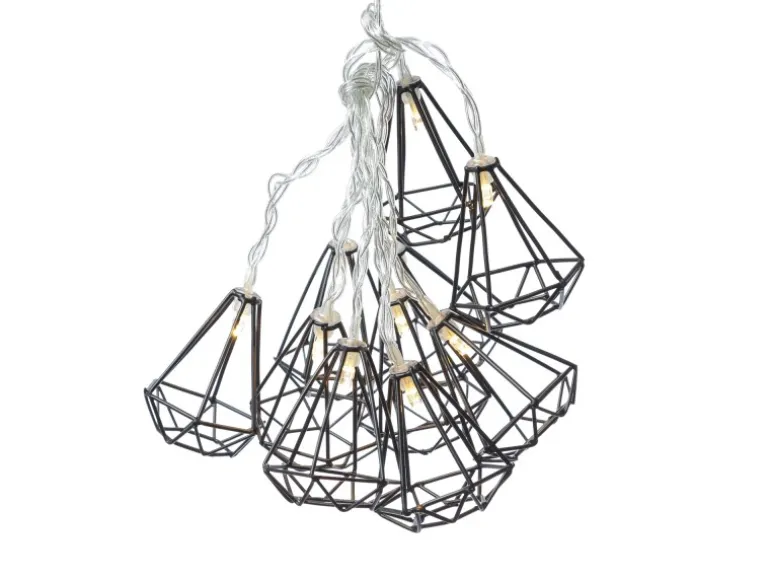 Marelida LED Lichterkette RUBIN Diamant Retro Timer Tischdeko Innen Industriell Schwarz