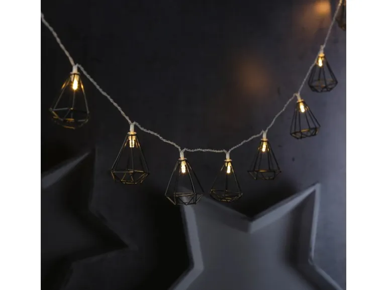 Marelida LED Lichterkette RUBIN Diamant Retro Timer Tischdeko Innen Industriell Schwarz