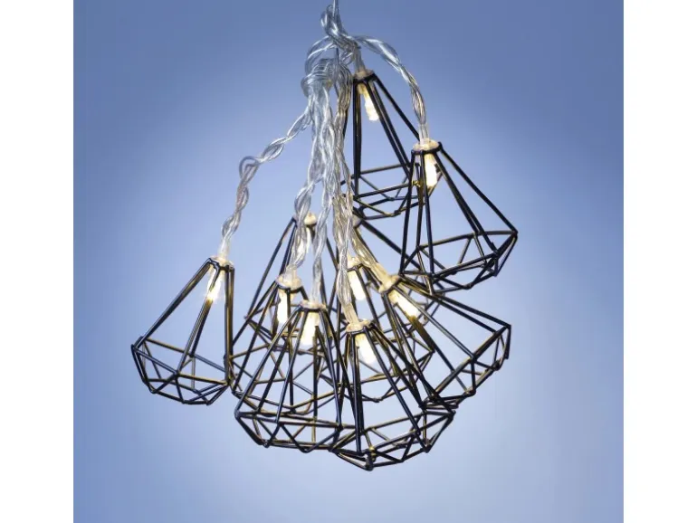 Marelida LED Lichterkette RUBIN Diamant Retro Timer Tischdeko Innen Industriell Schwarz