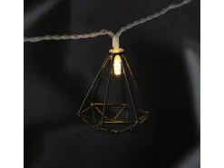 Marelida LED Lichterkette RUBIN Diamant Retro Timer Tischdeko Innen Industriell Schwarz