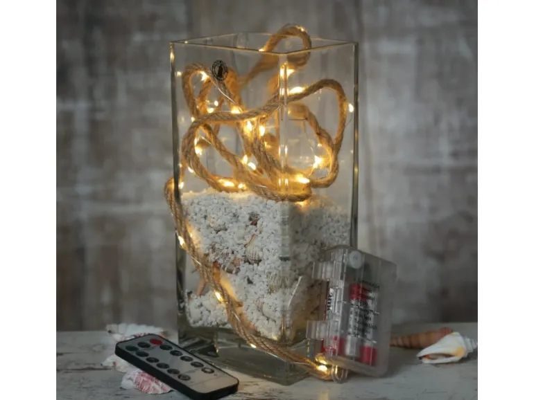 Marelida LED Lichterkette Seil Deko Jute Tau Kordel 2m Timer 8 Funktionen Für Innen Außen