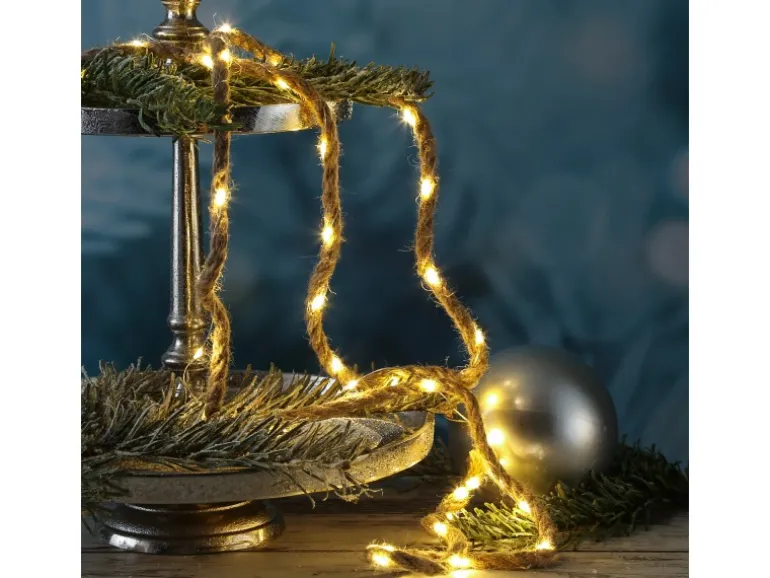 Marelida LED Lichterkette Seil Deko Jute Tau Kordel 5m Timer 8 Funktionen Für Innen Außen