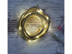 Marelida LED Lichterkette Seil Deko Jute Tau Kordel 40LED 2m Timer Maritim Für Innen
