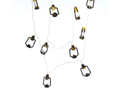 Marelida LED Lichterkette Mini Laternen Dekogirlande 10 Schwarze Sturmlaternen L 1,8m