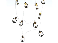 Marelida LED Lichterkette Mini Laternen Dekogirlande 10 Schwarze Sturmlaternen L  1,8m